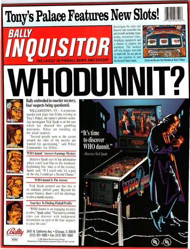 1995 bally who dunnit pinball - 1995,
